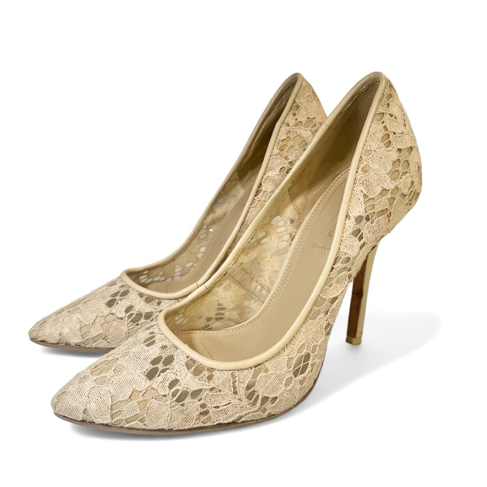 BCBG nude lace pumps